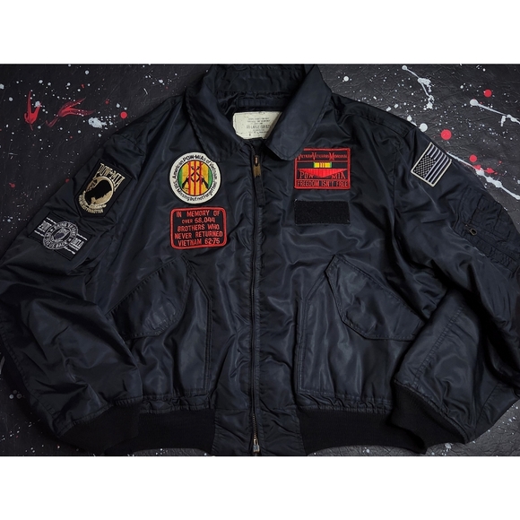 Vintage Vietnam War veteran custom patchwork military issued bomber jacket RARE